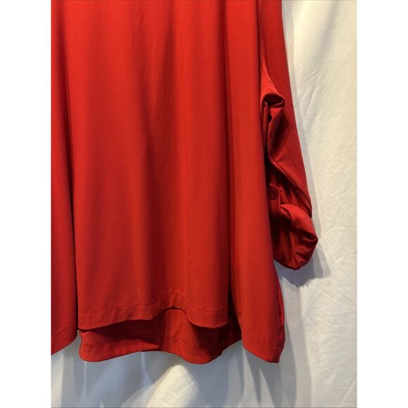 SUSAN GRAVER Woman 2x Red Jersey Knit Blazer Roll Tab Sleeves 1 Button Holiday - Picture 12 of 14
